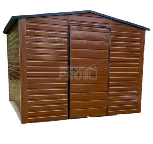 Domek Ogrodowy 3x3 Drzwi Dach dwuspadowy Drewnopodobny - Ciemny orzech  GP240