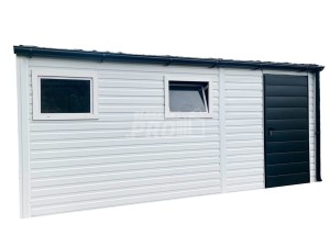 Domek ogrodowy 5x3 biały  drzwi + 2x okno   Dach dwuspadowy GP97