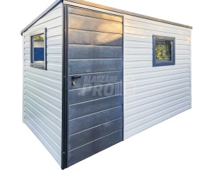 Schowek - Domek ogrodowy 3x2m - Drzwi - 2x okno - biały - antracyt - dach spad w tył  GP428