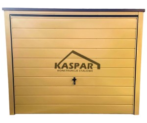 Garaż blaszany 3x4 Brama uchylna żółty  spad w tył GP98