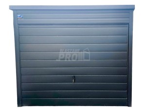 Garaż blaszany 3x4m  Brama uchylna + drzwi Antracyt Dach spad w tył GP100