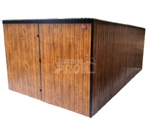 Garaż blaszany 3x6 Brama dwuskrzydłowa  drewnopodobny  spad w tył GP105