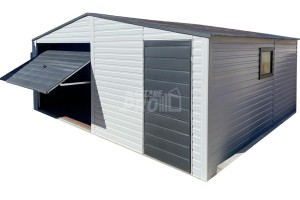 Garaż Blaszany 6x5m - Brama Uchylna - Drzwi - Okno - Biały - Antracyt - dach Dwuspadowy GP362