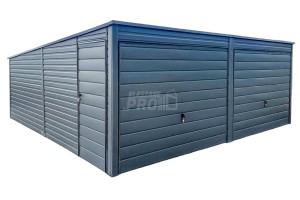 Garaż Blaszany 6x6m - 2x Brama Uchylna - Drzwi - Antracyt - dach spad w tył  GP413