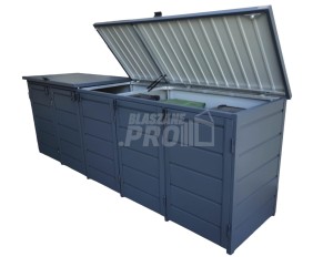 Zabudowa koszy na śmieci wiata śmietnikowa obudowa kubłów 345x80x120 cm 5x240L antracyt GP332