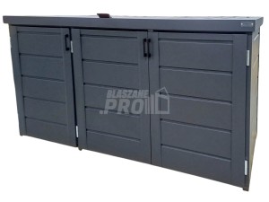 Zabudowa koszy na śmieci wiata śmietnikowa obudowa kubłów 207x80x120 cm 3x240L antracyt GP543