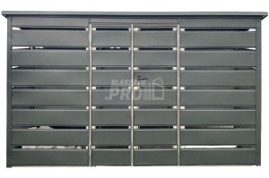 Wiata śmietnikowa dach prosty 4x0,6m 2x furtka -  Antracyt GP557