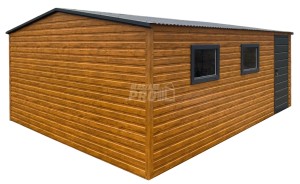 Schowek - Domek Ogrodowy 5x6m - drzwi - 2x okno - jasny orzech - dach spad w tył GP561