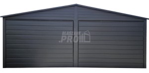Garaż blaszany 6x6 - 2x Brama Antracyt Dach dwuspadowy GP592