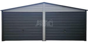 Garaż blaszany 6x6 - 2x Brama brudny biały Dach dwuspadowy GP593