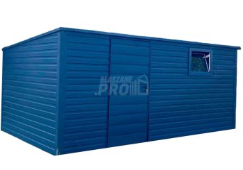 SCHOWEK - DOMEK OGRODOWY 4,5m x 3m spad w tył - drzwi - okno - antracyt grafit 4,5x3 GP215