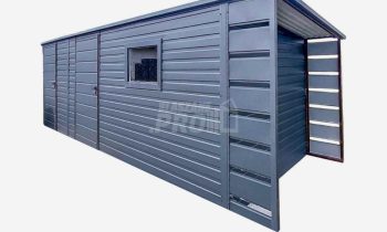Schowek - Domek Ogrodowy 5x2m + Wiata 0,5m 2x Drzwi - Okno - dach spad w tył GP437