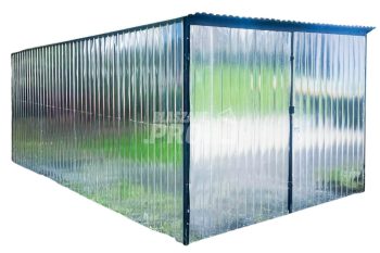 Blaszak - Garaż Blaszany - 3x5m - Brama Dwuskrzydłowa - Ocynk - Dach spad w tył GP361