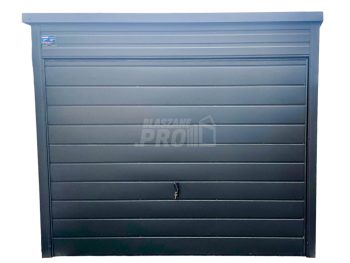 Garaż blaszany 3x4m  Brama uchylna + drzwi Antracyt Dach spad w tył GP100