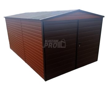 Garaż blaszany 3x5 Brama -  Brąz  dwuspadowy GP210