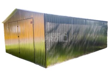 Garaż blaszany 4x6 Brama - ocynk - dwuspad GP186