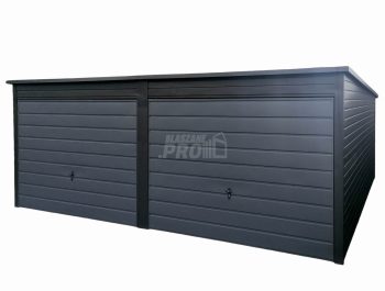 Garaż blaszany 6x5  Brama uchylna x2  antracyt spad w tył  GP124