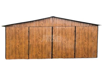 Garaż blaszany 6x6 2x Brama dwuskrzydłowa drewnopodobny Dach dwuspadowy - wolnostojący GP115