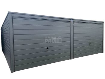 Garaż blaszany 6x6 2x Brama uchylna Antracyt Dach spad w tył GP136