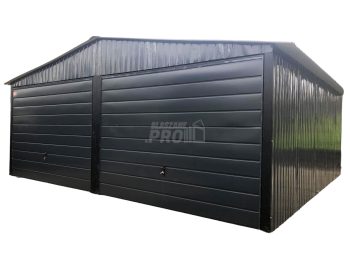 Garaż blaszany 6x6 2x Brama uchylna Czarny Dach dwuspadowy - wolnostojący GP149