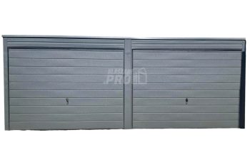 Garaż blaszany 6x6 Brama uchylna x2 antracyt spad w tył GP129