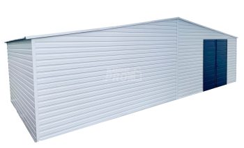 Garaż blaszany 8x4 drzwi  Biały + Antracyt  Dach dwuspadowy GP131