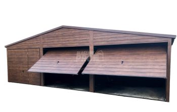 Garaż blaszany 9x6 3x Brama + drzwi drewnopodony  Dach dwuspadowy GP143