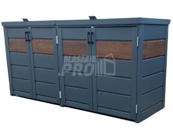 Zabudowa koszy na śmieci wiata śmietnikowa obudowa kubłów 275x80x120 cm 4x240L antracyt + ciemny orzech GP337