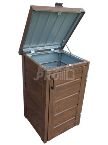 Zabudowa kosza na śmieci wiata śmietnikowa obudowa kubła 60x65x110 cm 1x120L ciemny orzech GP333