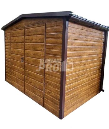 Schowek - domek ogrodowy 3x2m - Brama dwuskrzydłowa - jasny orzech - drewnopodobny - rynny - dach dwuspadowy GP461