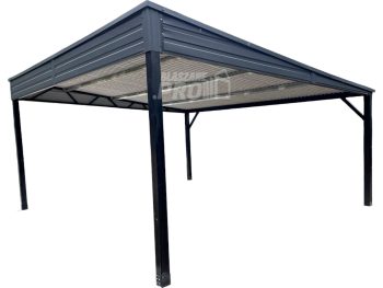 Wiata samochodowa CarPort 6x5,8m - antracyt - dach spad w tył GP487