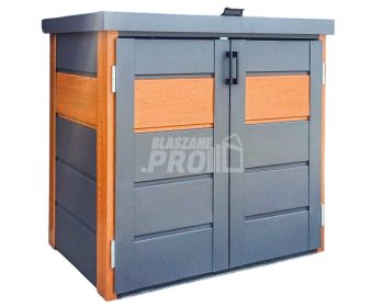 Zabudowa koszy na śmieci wiata śmietnikowa obudowa kubłów 120x65x110 cm 2x120L antracyt + złoty dąb GP509