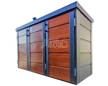 Zabudowa koszy na śmieci wiata śmietnikowa obudowa kubłów 207x80x120 cm 3x240L Antracyt - Jasny Orzech GP511