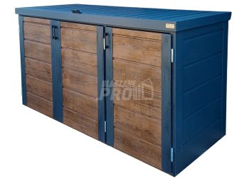 Zabudowa koszy na śmieci wiata śmietnikowa obudowa kubłów 207x80x120 cm 3x240L antracyt + jasny orzech GP512