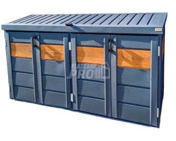 Zabudowa koszy na śmieci wiata śmietnikowa obudowa kubłów 235x65x110 cm 4x120L antracyt + jasny orzech GP515