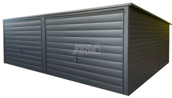 Garaż Blaszany 6x5m - 2x brama uchylna - antracyt - dach spad w tył GP523