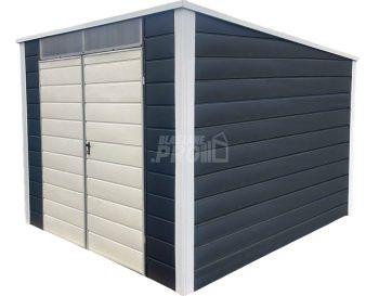 Schowek - domek ogrodowy 2,5x3m - brama dwuskrzydłowa - świetlik - antracyt - biały - dach spad w tył GP527