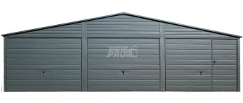 Garaż blaszany 9x6m - 3x Brama - drzwi  Antracyt  Dach dwuspadowy GP556