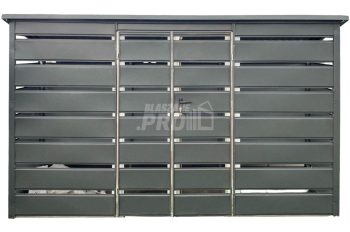 Wiata śmietnikowa dach prosty 4x0,6m 2x furtka -  Antracyt GP557