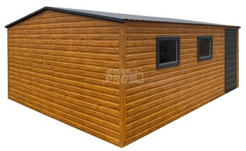 Schowek - Domek Ogrodowy 5x6m - drzwi - 2x okno - jasny orzech - dach spad w tył GP561