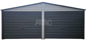 Garaż blaszany 6x6 - 2x Brama brudny biały Dach dwuspadowy GP593