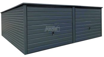 Garaż blaszany 6x6m - Brama uchylna - Antracyt Dach spad w tył GP596