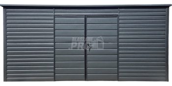 Schowek - Domek Ogrodowy 5x2m - Brama - okno - antracyt - dach spad w tył GP618