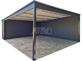 Wiata samochodowa CarPort 6x6 - rynna - dach spad w tył GP662