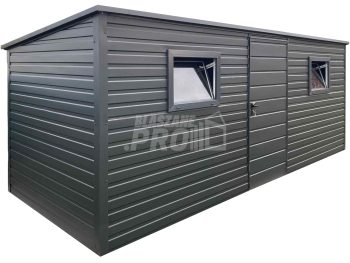 Schowek - Domek Ogrodowy 5,5x2m - drzwi - 2x okno - antracyt - dach spad w tył GP668