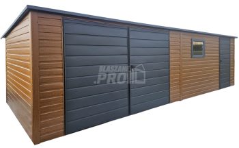 Schowek - Domek Ogrodowy 8x2m - Brama - drzwi - okno - jasny orzech - drewnopodobny - dach spad w tył GP670