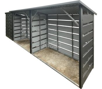Drewutnia 5x1m - Wiata Śmietnikowa - antracyt - dach spad w tył - ścianka działowa GP671