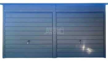 Garaż blaszany 6x6m - 2x brama - antracyt - dach spad w tył GP680