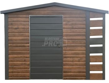 Schowek - domek ogrodowy 2,5x2,5m - wiata 0,5m - drzwi - ciemny orzech - drewnopodobny - dach dwuspadowy GP688