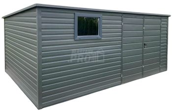 Schowek - Domek Ogrodowy 4,5x3m - Drzwi - okno - antracyt - dach spad w tył GP701